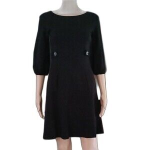 Womens Laundry Size 2 Black Sheath Cocktail Party Dress 3/4 Sleeve Front Pocket